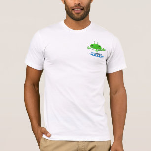 Camiseta Extraterrestres verdes lindos con nave espacial