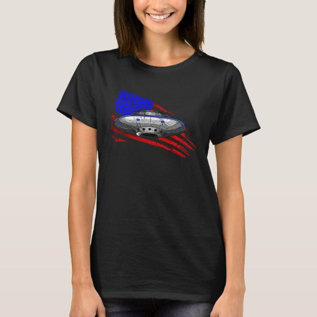 Camiseta Extraterrestrial Space Craft American Flag Men Wom (Anverso)