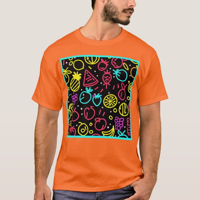 Camiseta Extravagancia de Frutas de Neón (Anverso)
