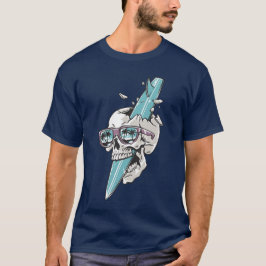 Camiseta Extreme Surf Skull Surfing Summer Beach Shirt Gift