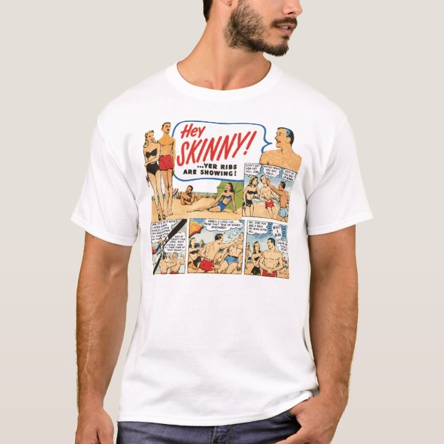 Camiseta ¡Ey flaco! Las costillas del YER están mostrando - (Anverso)