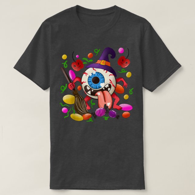 Camiseta Eyeball Candy Watercolor Halloween Pumpkin Fall Me (Diseño del anverso)
