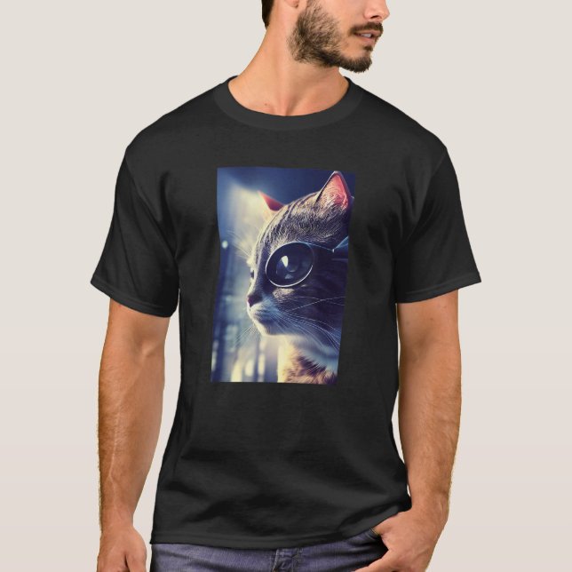 Camiseta Eyepatch Cat Kitty Mascota Animal Cyborg Robot (Anverso)