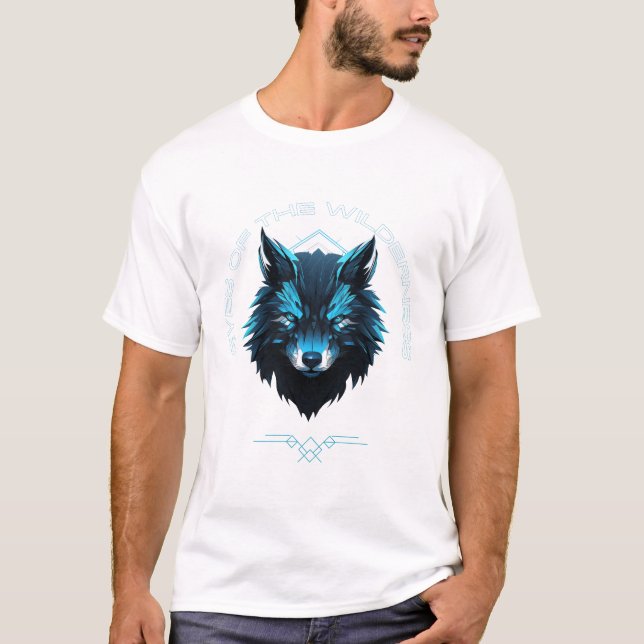 Camiseta Eyes of the Wilderness – Neon Cyber Wolf Spirit An (Anverso)