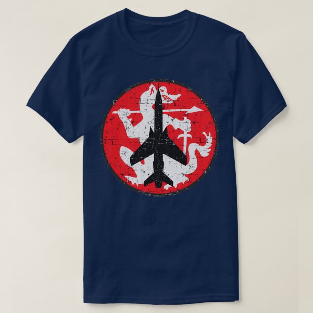 Camiseta F105G Thunderchief Wild Weasel Badge Grunge Style (Diseño del anverso)