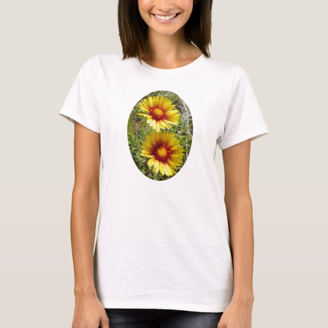 Camiseta F25w Flores silvestres amarillas Gaillardia (Anverso)
