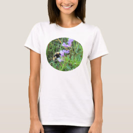 Camiseta F32w Bee on Purple Wildflowers