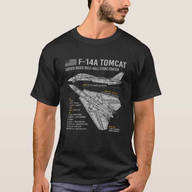 Camiseta F 14 Hechos Del Plan Del Avión De Aviones De Fomon (Anverso)