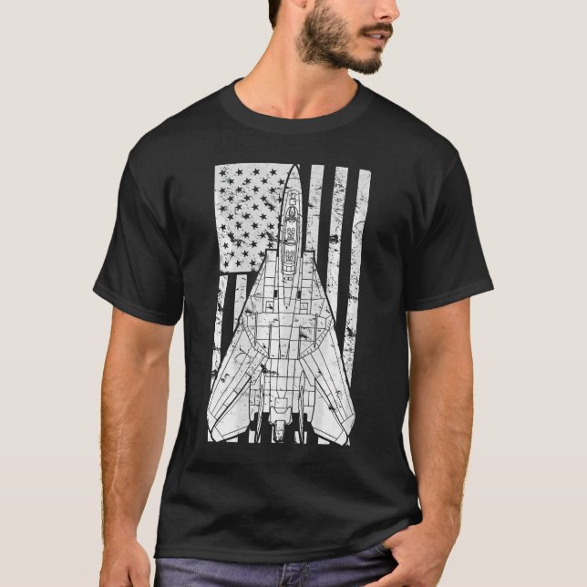 Camiseta F-14 Tomcat Luchador de Jet Bandera Americana (Anverso)
