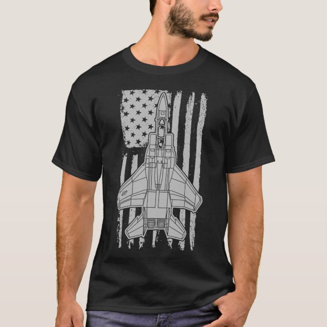 Camiseta F-15 Eagle Fighter Jet Airplane American Flag F15 (Anverso)