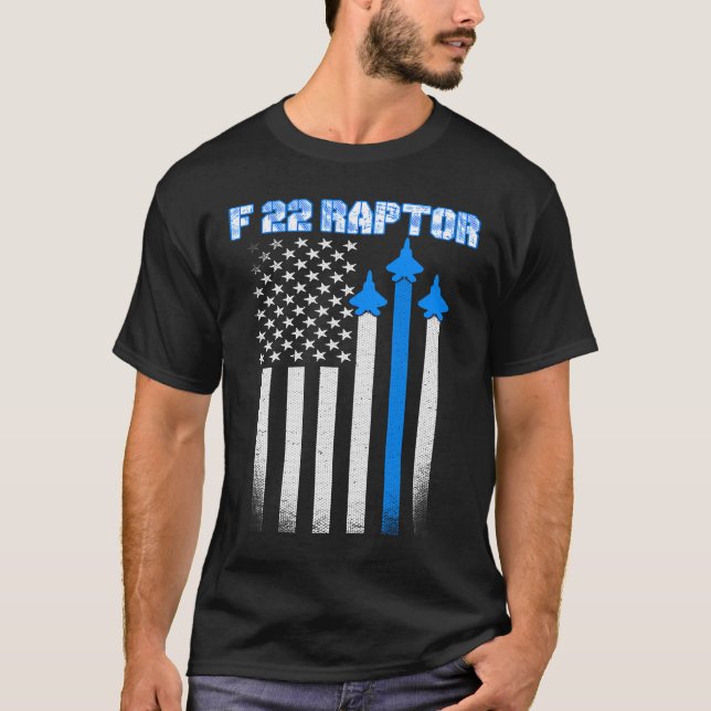Camiseta F 22 Bandera alterada por chorro de Raptor estadou (Anverso)