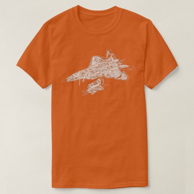 Camiseta F-22 Raptor Fighter Aircraft Air Force Blueprint (Diseño del anverso)