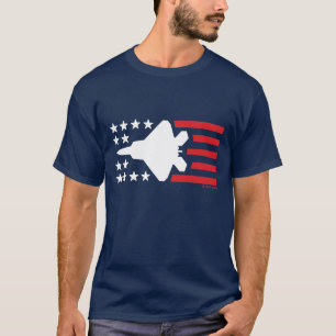 Camiseta F-22 Raptor Fighter Jet Estrellas Blancas Tiras Ro