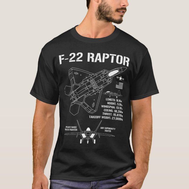 Camiseta F-22 Raptor Fighter Jet Specs Military F22 Raptor (Anverso)