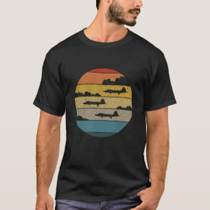 Camiseta F-22 Raptor Silhouette Retro Atardecer En Nubes F2