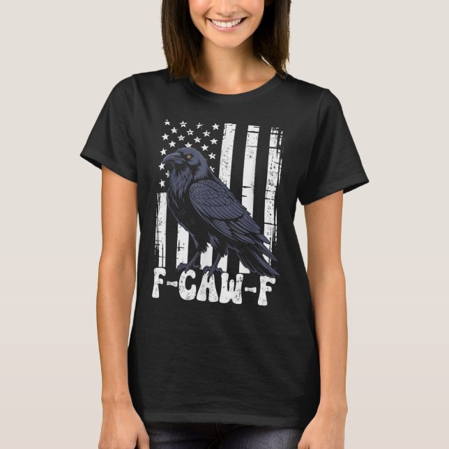 Camiseta F Caw F Black Crow Black Bird Retro Usa Flag Vinta (Anverso)