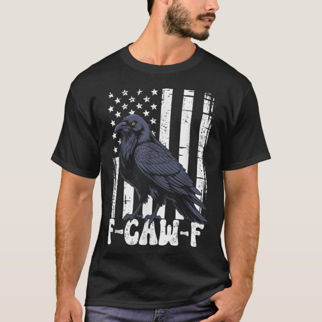 Camiseta F Caw F Black Crow Black Bird Retro Usa Flag Vinta (Anverso)