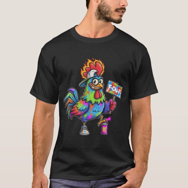 Camiseta F-CAW-F Cluck Yeah Funky Rooster Graffiti Chicken (Anverso)