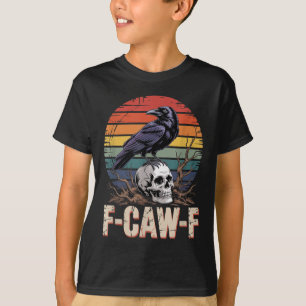 Camiseta F-caw-f Crow Raven Skull Gothage Floral