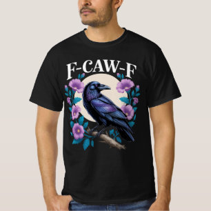 Camiseta F CAW F Cuervo Flores Purpúreas y Luna