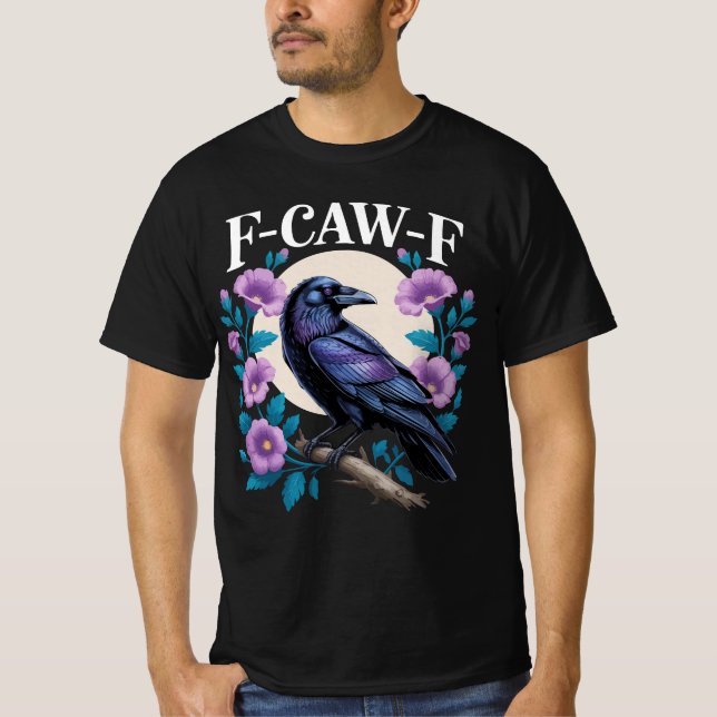 Camiseta F CAW F Flores púrpuras de cuervo y luna (Anverso)