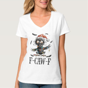 Camiseta F-Caw-F Navidad Cuervo Santa Navidad Luz Pájaro Di