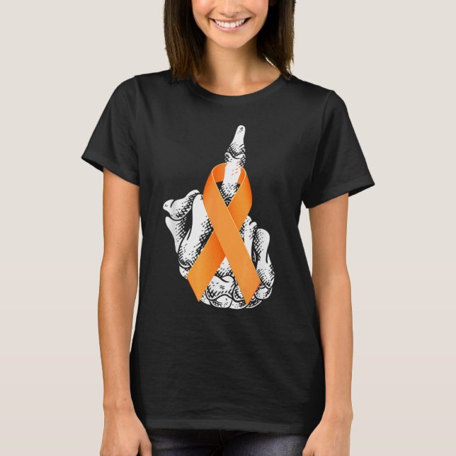 Camiseta F%ck Leucemia Cáncer Dedo medio Leucemia Awaren (Anverso)