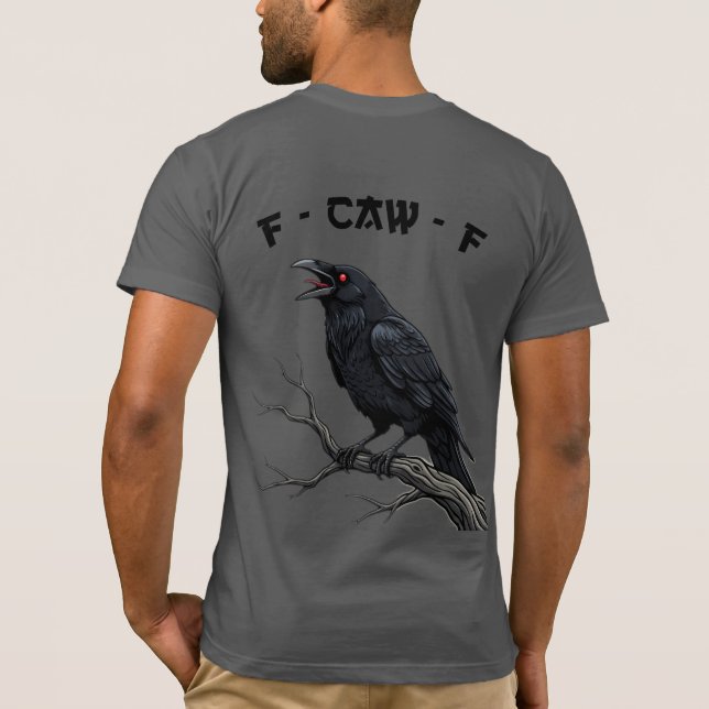 Camiseta F-CUAR-F Cuervo Cuervo Divertido Arte de Pájaro Gó (Reverso)
