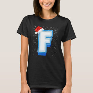 Camiseta F Navidades de capital de nieve Letra alfabética m