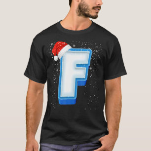 Camiseta F Navidades de capital de nieve Letra alfabética m