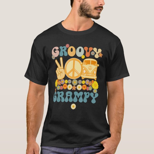 Camiseta Fa de Baby Shower de la familia Groovy Grampy Retr (Anverso)