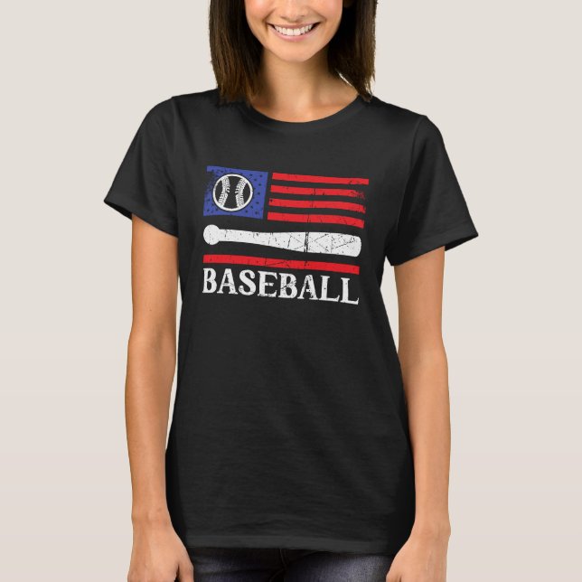 Camiseta Fa De Béisbol Patriótico 4 De Julio Bandera De Est (Anverso)