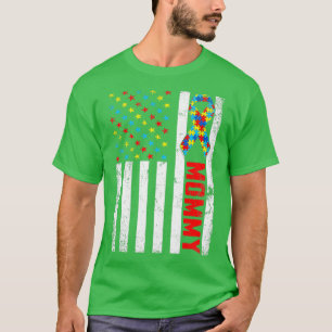 Camiseta Fa de concientización sobre autismo mami, bandera