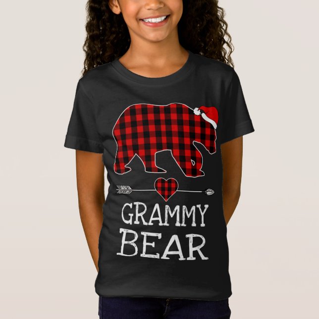 Camiseta Fa de los Navidades Grammy Bear Buffalo Plaid Sant (Anverso)