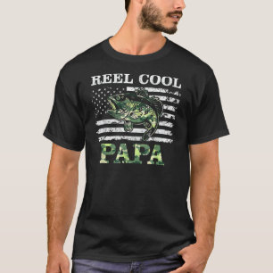 Camiseta Fa de pesca de camuflaje con bandera estadounidens