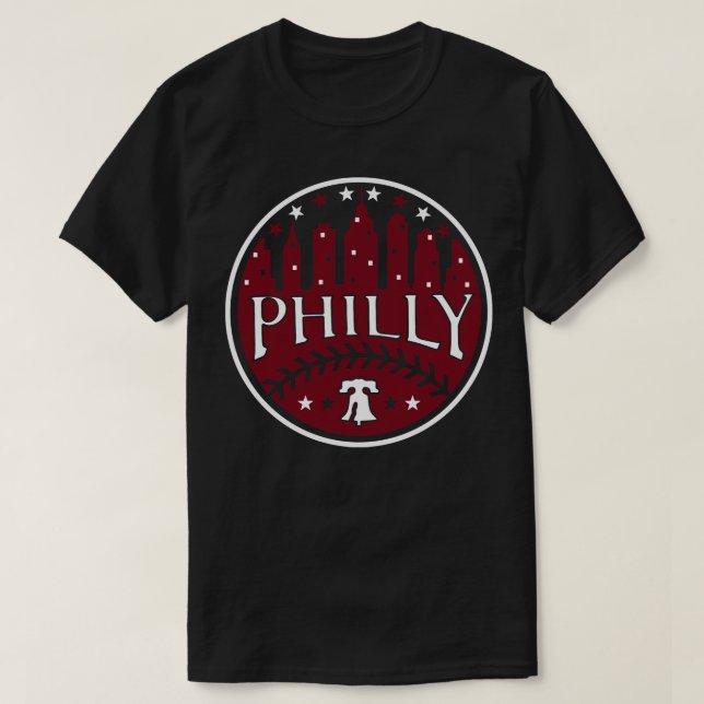 Camiseta Fa del béisbol azul Philly Red White y Philadelphi (Diseño del anverso)