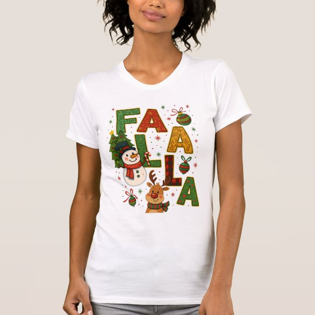 Camiseta Fa La La La Christmas Holiday Cartoon Art (Anverso)