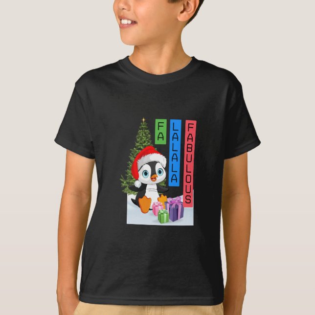 Camiseta Fa La La La Fabulous Navidades Penguin Kids (Anverso)