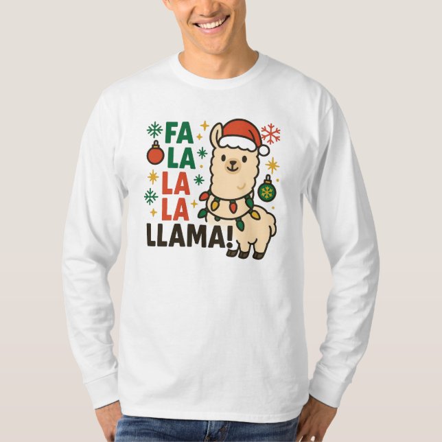 Camiseta Fa La La La Lama Funny Christmas Llama Men’s t (Anverso)