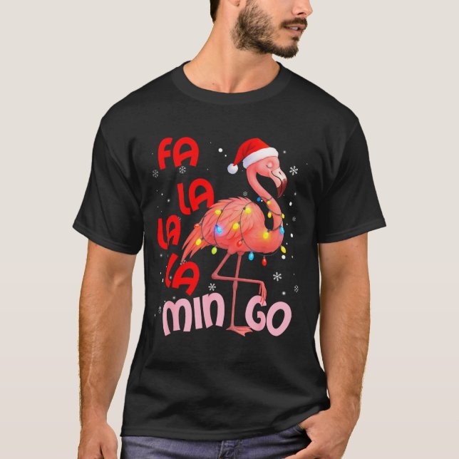 Camiseta Fa La La La Mingo Flamingo Christmas Men Women Kid (Anverso)