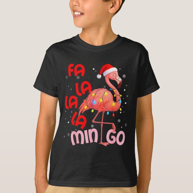 Camiseta Fa La La La Mingo Flamingo Christmas Men Women Kid (Anverso)