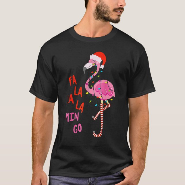 Camiseta Fa La La La mingo Flamingo para Navidades Navidad (Anverso)