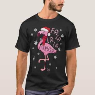 Camiseta Fa La La La Mingo Funny Flamingo Rosa en Santa Hat