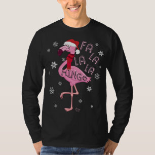 Camiseta Fa La La La Mingo Funny Flamingo Rosa en Santa Hat