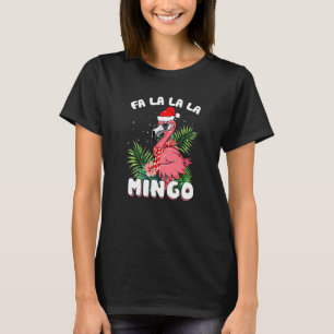 Camiseta Fa La La La Mingo Santa Flamingos Para Navidad