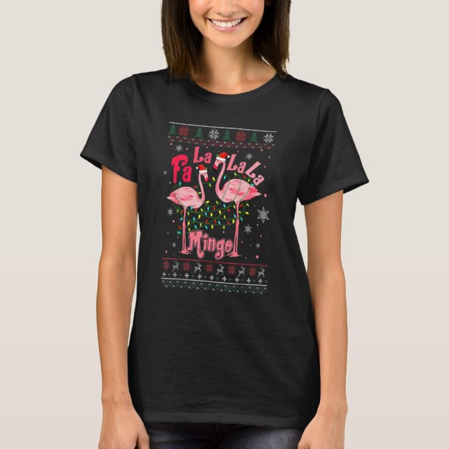Camiseta Fa La La La Mingo Ugly  Flamingo Lights Tangled (Anverso)