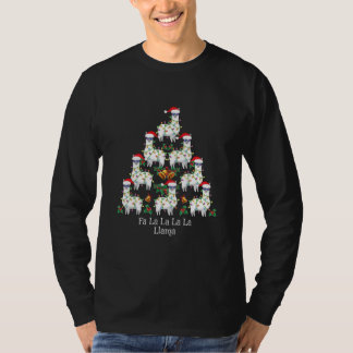 Camiseta Fa La La Llama Christmas Tree Lights Funny Xmas
