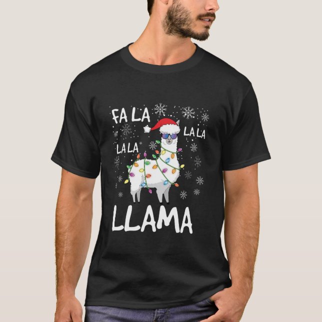 Camiseta Fa La La Llama Women Men Kids Funny Llama Christma (Anverso)