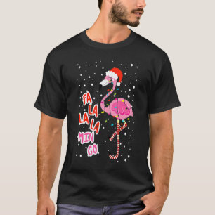 Camiseta Fa La La Mingo Cute Pink Flamingo Santa Hat Merry