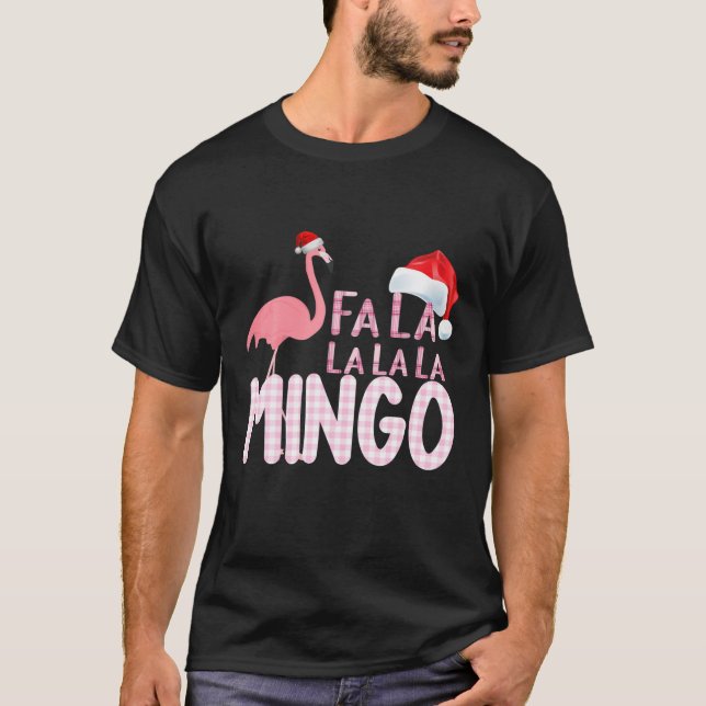 Camiseta Fa La La Mingo Flamingo Para Navidades (Anverso)